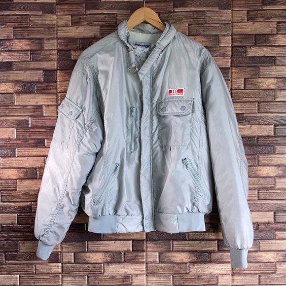 Mens Large Vintage 70’s Gray Swingster Bomber Jacket W/ Korody-Colyer Logo - Picture 1 of 13
